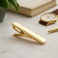 Minimalist Tie Clip For Men– 18K Yellow Gold Over Bar with Business & Groomsmen