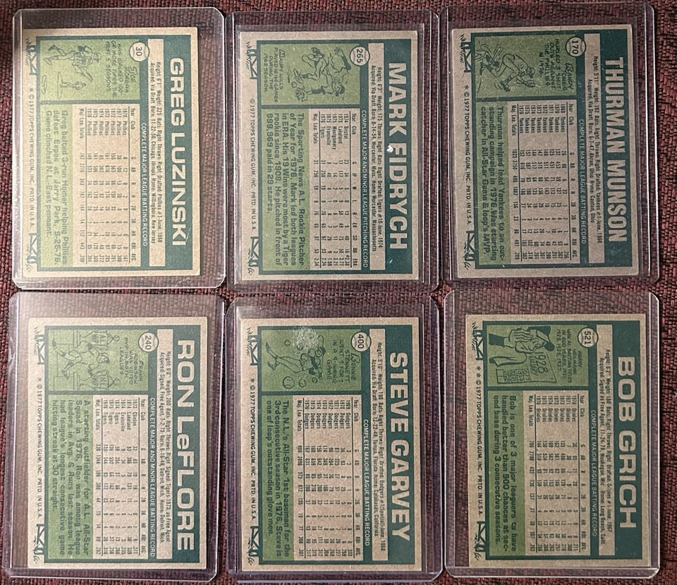Cartões All Star 1977 Topps, conjunto com 6 - Imagem 2 de 2