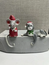 2 Vintage 1980s Sun Hill Christmas Mouse And Cat