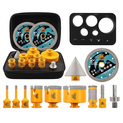 EXFEIN 12pcs 6-68MM Diamond Drill Bits 1pc 125mm Cutting Disc für Fliesen Marmor