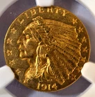 1914 $2.50 Indian Head Gold Quarter Eagle Gold Coin NGC MS62