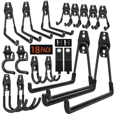 18 Pack Garage Hooks Heavy Duty - Anti-Slip Coating， Garage Storage Hooks for...