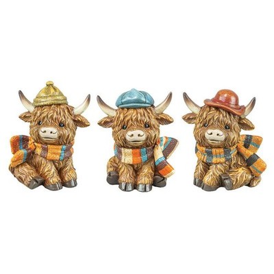 Highland Cow Coo Trio Tabletop Hannas Handiworks Autumn Fall Resin