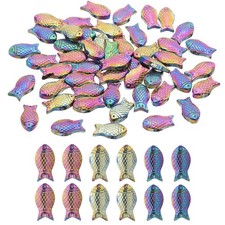 50Pcs Crystal Fish Beads Translucent Czech Glass Beads, Multicolored