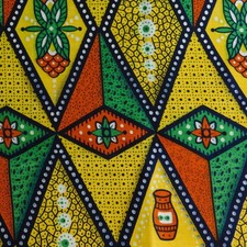 African Wax Congo Print Fabric Cloth 100 Cotton Hemmed Multicolor 36" x 2 yards