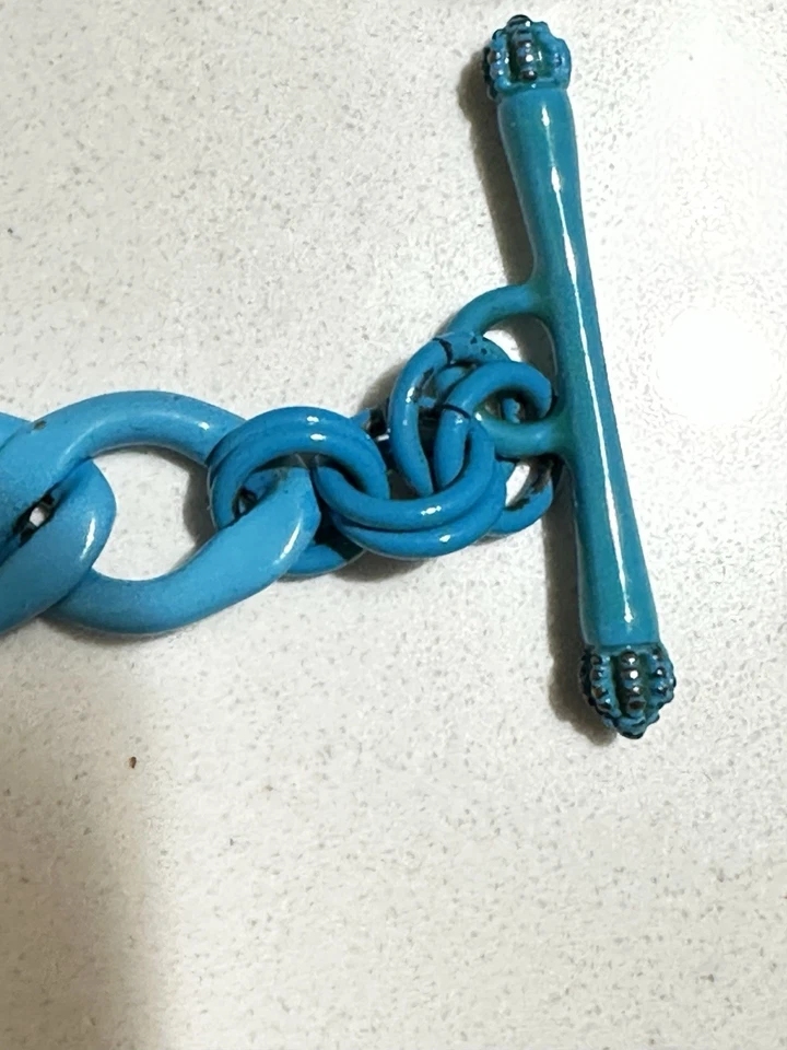 Juicy Couture Y2K Turquoise Enamel Puffy Heart Starter Charm Bracelet 7.5” - Image 4 of 4