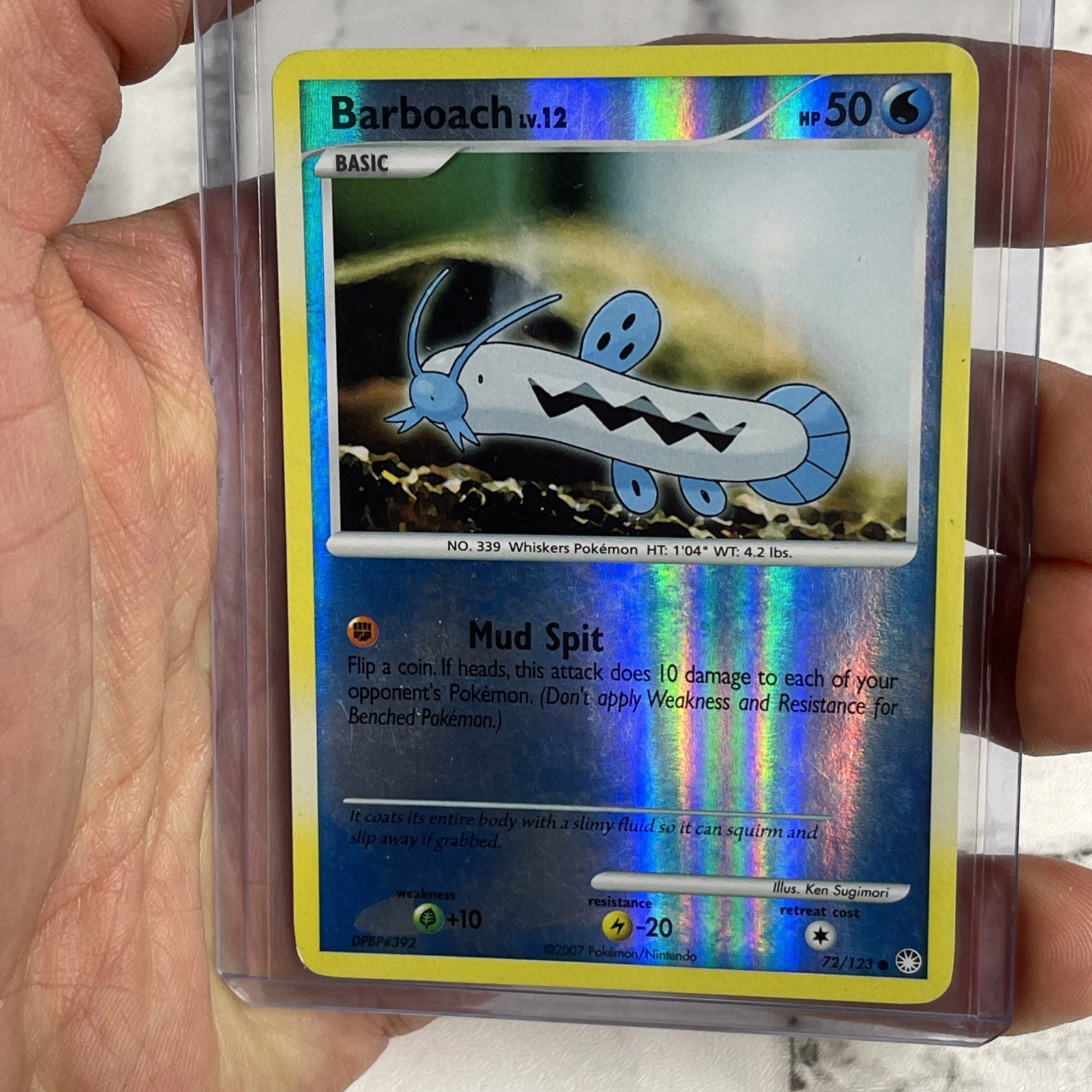 Barboach 72/123 Reverse Holo Mysterious Treasures Pokémon Card 2007 LP Common