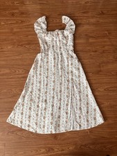 Reformation Floral Linen Midi Dress Ruffle Amethyst Size 8