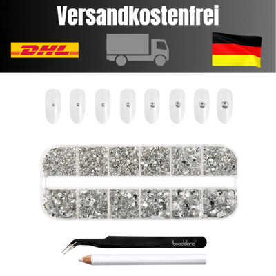 Beadsland 2500pcs Kristall Strasssteine, Flatback Gems Round Crystal