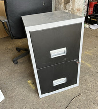 Metal Filing Cabinet 2 Drawer Lockable unit. H66, W40, D40cm