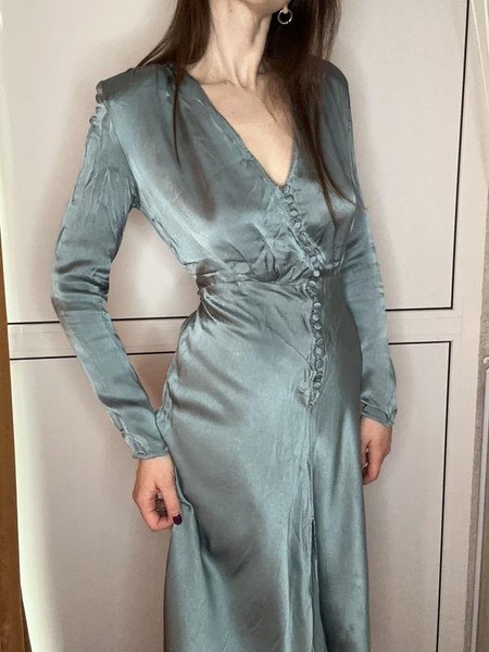 Women Laura Ashley Dress Turquoise Viscose 38 / M