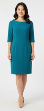 Tahari Short-Sleeve Dress with Pockets  Sz 6  teal  *992   