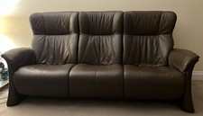 Brown Leather Triple Seater Sofa Himolla Leather Sofa Good Condition Used