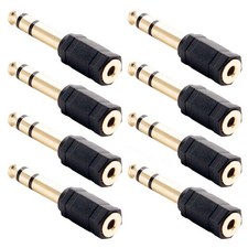 8x 3.5mm 1/8" Female to 6.35mm 1/4" TRS Male Stereo Audio Adapter Headphone Gold