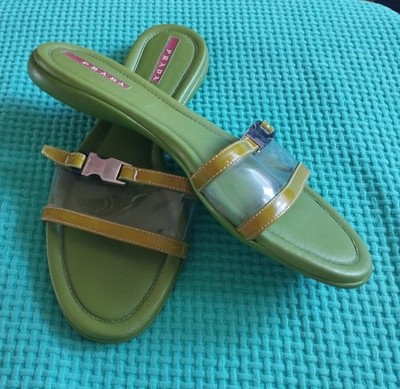 PRADA Vintage Sandalen 90er Limettengrün Gr. 38