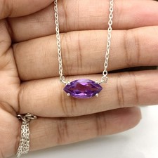 Natural Amethyst Marquise Necklace 925 Sterli...