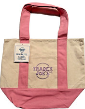 Trader Joe's Mini Pastel Canvas Tote Bag Pink