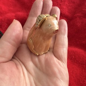 1996 Estée Lauder Pig Heaven Beautiful Solid Perfume Compact Empty Crystal Pig