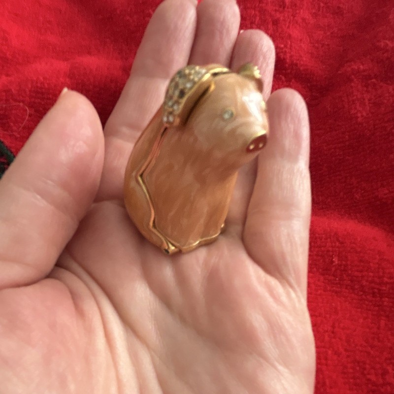 1996 Estée Lauder Pig Heaven Beautiful Solid Perfume Compact Empty Crystal Pig