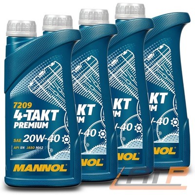 4x 1 L LITER MANNOL 7209 4-TAKT PREMIUM API SN MOTORRAD-ÖL MOTORRADÖL