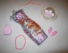 BARBIE FASHION CLOTHES ~ IRIDESCENT SATIN PRINT OUTFIT w/ACCESSORIES SET
