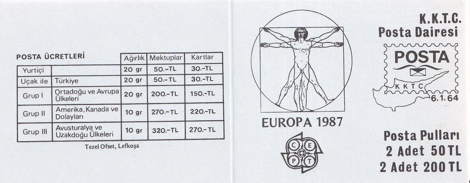 SA08c Turkish Cyprus 1987 EUROPA Stamps - Modern Architecture mint booklet - Image 2 of 2