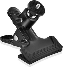 Heavy Duty Tripod Camera Mount Clip with 360 Swivel Mini Ballhead, Black Spring