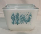 Vintage Pyrex Amish Butter Print Turquoise Refrigerator Dish W/Lid 0501