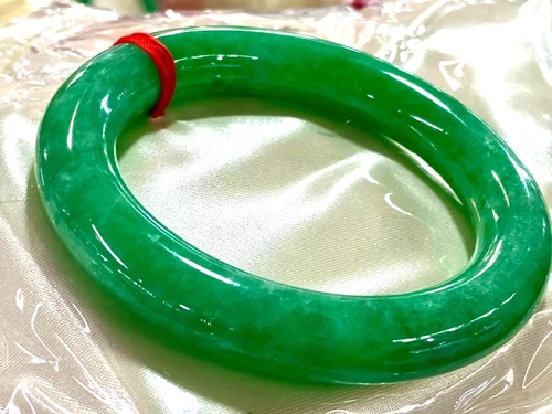 Certified Natural AAA Ice Green Burmese Jade jadeite bracelet bangle56-57MM