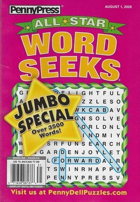 Penny Press All Star Word Seek Puzzles  Digest Size  August 1st  2026:
