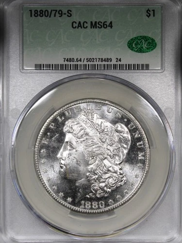 1880/79-S Morgan Dollar CAC MS64 Flashy Coin $1