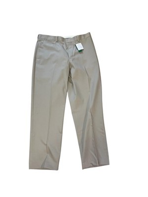 L.L. Bean Men 36 x 31 Khaki Wrinkle Free 5 Pocket Cotton Flat Front Dress Chino