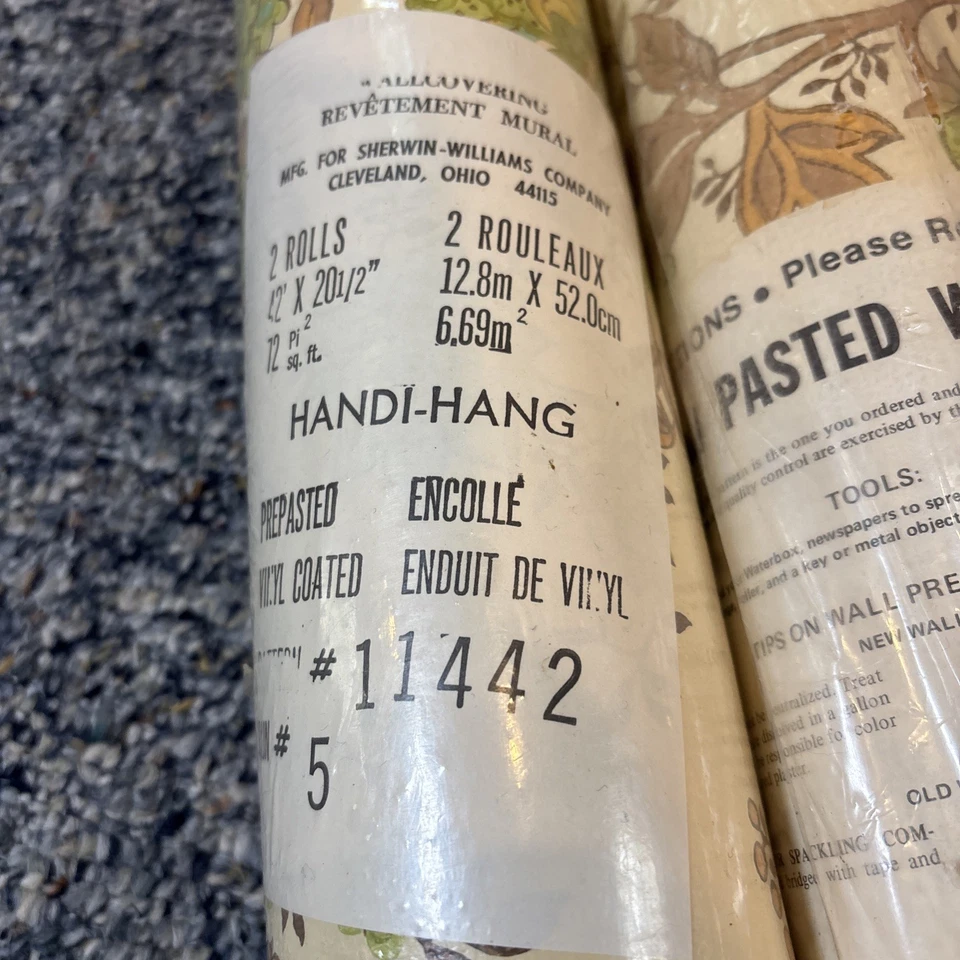 Papel de parede vintage década de 1970 planta pendurada flores florais rolos duplos conjunto de 2 verdes - Imagem 3 de 4