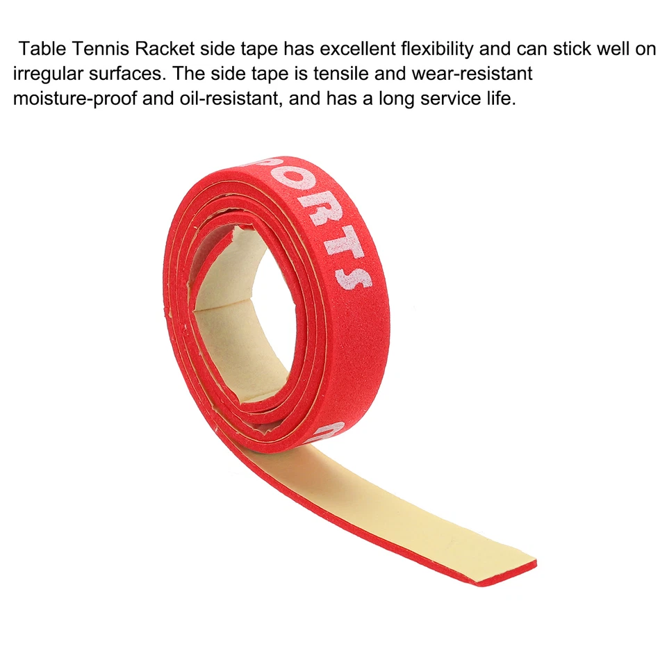18x0.4" Mesa Tenis Raqueta Borde Cinta 5pzs Ping-Pong Raqueta Lateral Cinta Roja - Imagen 3 de 4