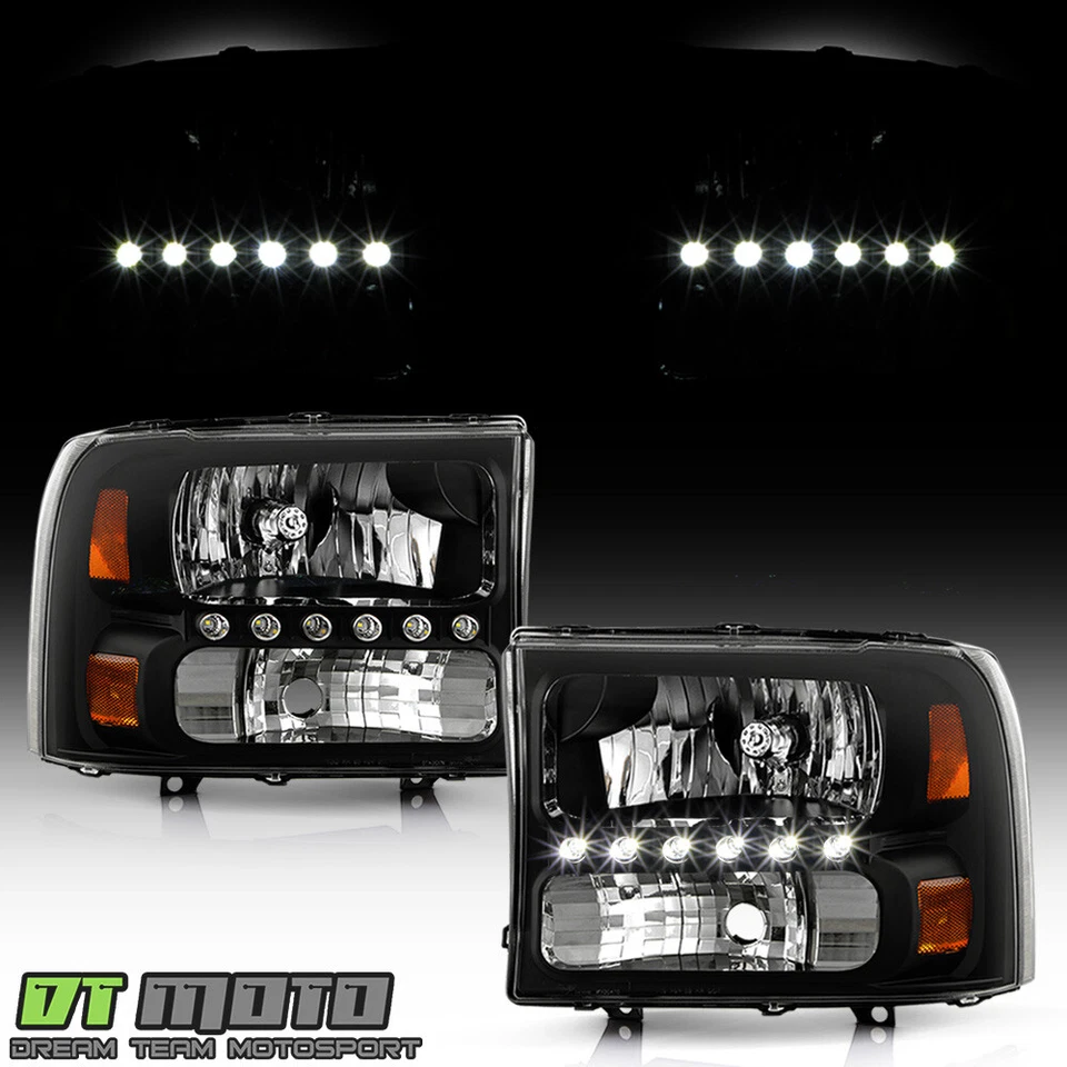 Faros LED negros para Ford F250/F350/F450 Superduty Excursion 1999-2004 Foto 2 de 4