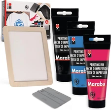 Marabu Screen Printing Kit Set - Screen Print Kit with Reusable Wooden Frame, 1