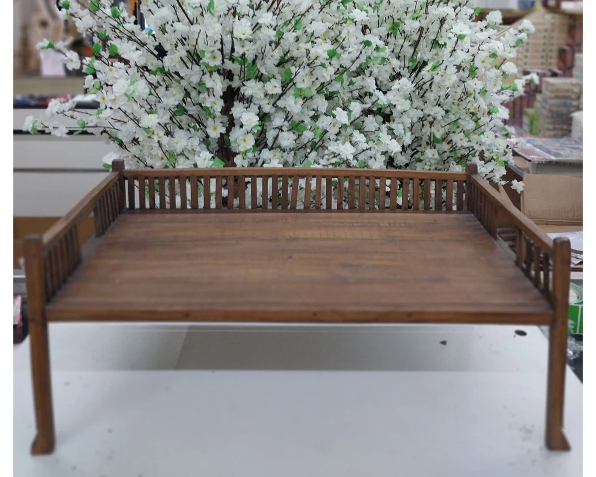 Antique Wooden Daybed Vintage Wood Diwan Sofa 19th Century Sofa