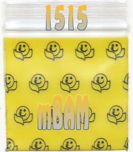 1515 Original Apple Bag Baggies Ziplock 100 Yellow Color Pouch 1.5" x 1.5" Pack