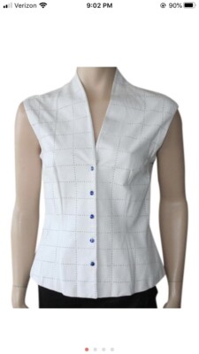 Trussardi white 100% leather vest, Sz46(8), Mint