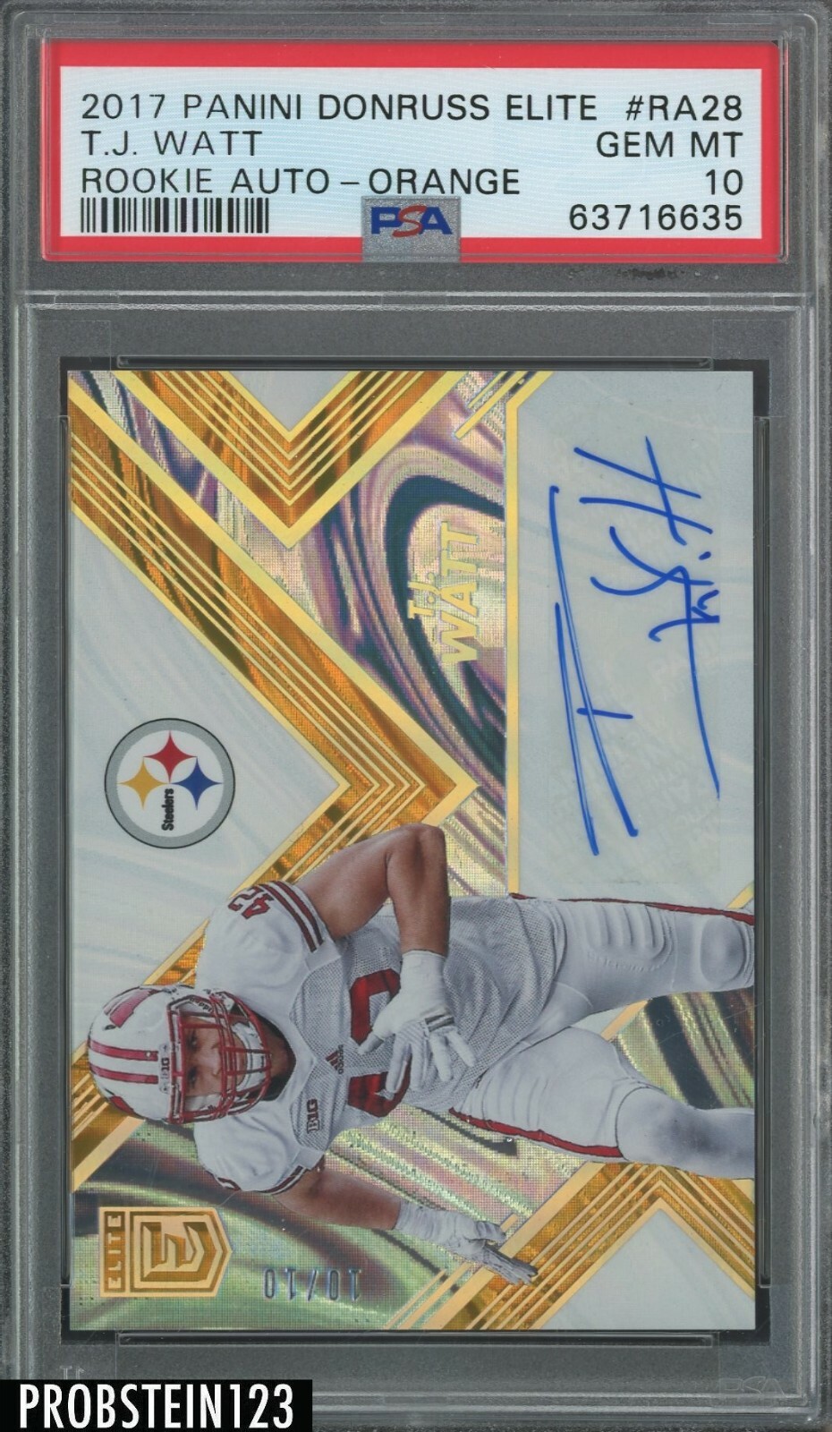 TJ Watt Panini Donruss Elite Rookie Autographs #RA28 Orange