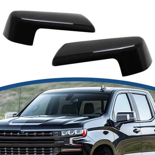 Pair Gloss Black Mirror Cap Cover Replacement For Chevy Silverado 1500 2019-2025
