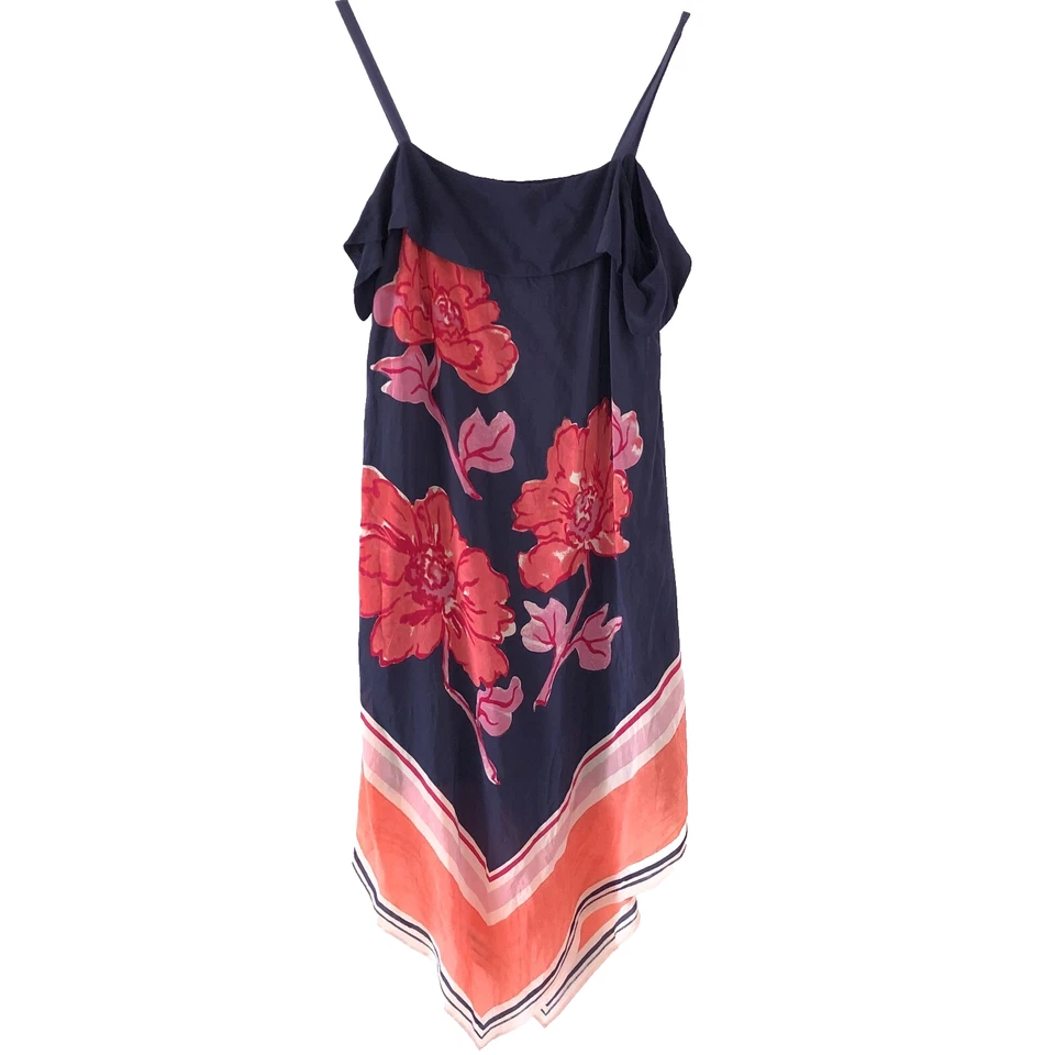 Vestido cachecol Anthropologie Moulinette Soeurs Tilda seda azul marinho M médio assimétrico - Imagem 4 de 4