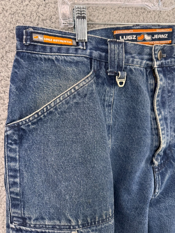 Vintage Lugz Jeans Mens 34 Blue Baggy Wide Leg Logo Y2K Skater Pants Cargo - Image 3 of 4