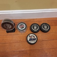Orlando Solar Bears Vintage Manchester Monarchs St Paul School Used Hockey Pucks