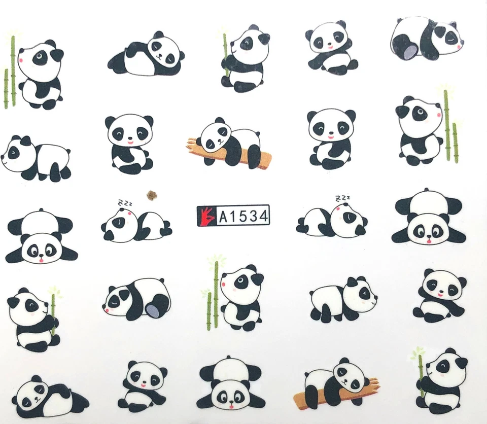 MARKENLOS Panda Nagelsticker Nail Art 2D Wasser Transfer Tattoo Nagel Bär A1534-0490