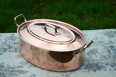 Tournus Copper Cocotte Casserole Marmite Oval Pot French Copper Casserole Lid 1.