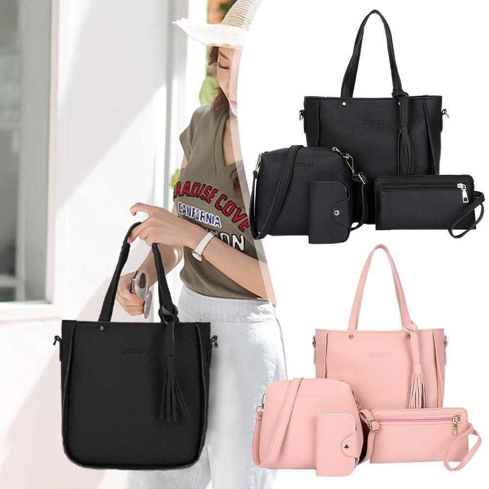 4 Pack Women Handbag Set, Soft PU Leather Top Handle Bags Set, Tote Bag, Shoulder Bags Crossbody Bag Wallet Purse