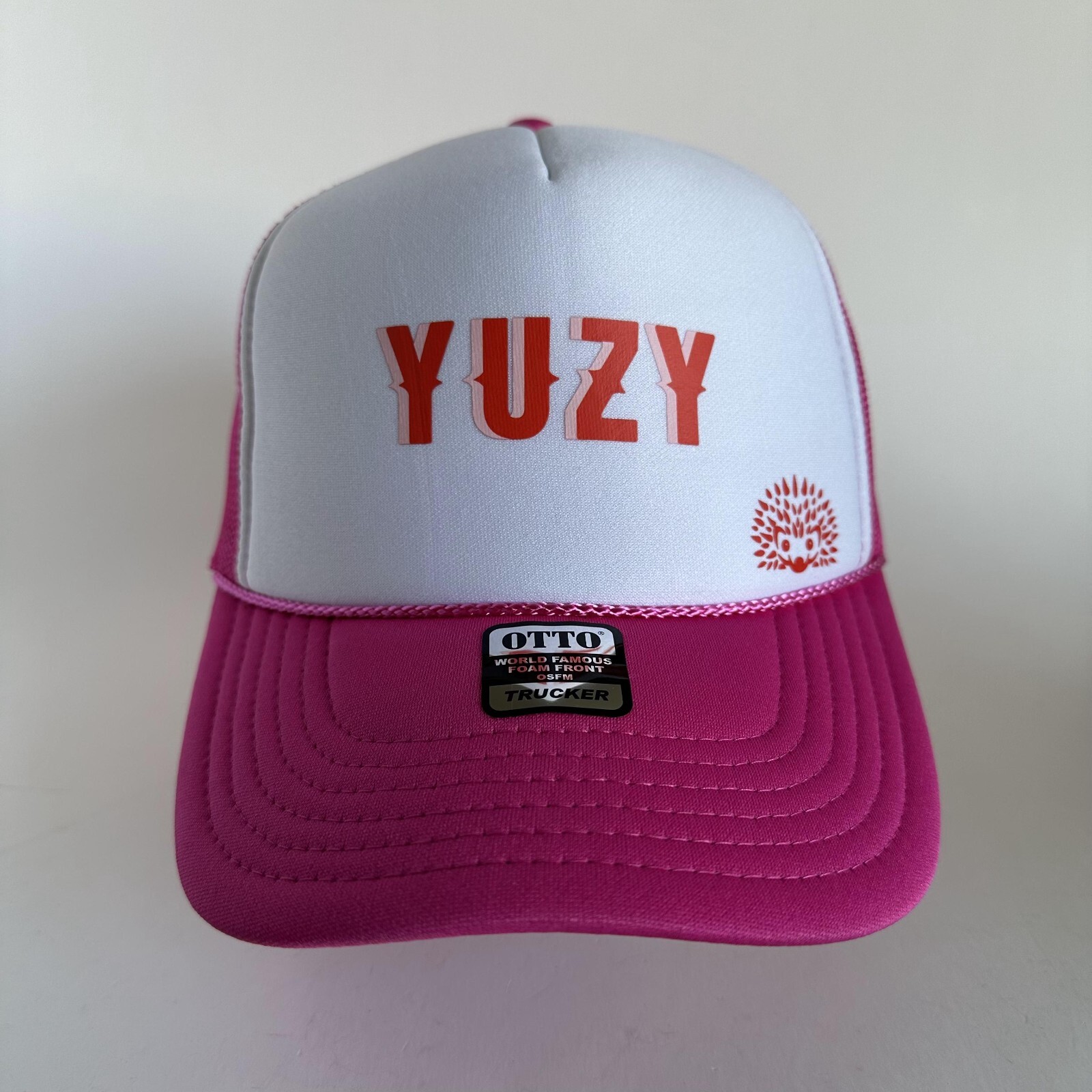 Yuzy Erizo Camionero Sombrero Otto Ajustable Snap Back Gorra Rosa Blanco