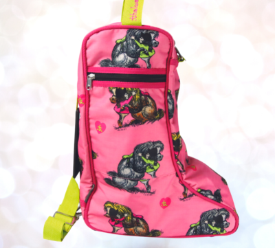 NEW HY THELWELL HUGS JODPHUR BOOT BAG CARRY PINK GREEN HORSE PONY