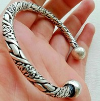 RARE ANCIENT VIKING BRACELET SILVER TWISTED ARTIFACT AUTHENTIC OPENWORK W BALLS